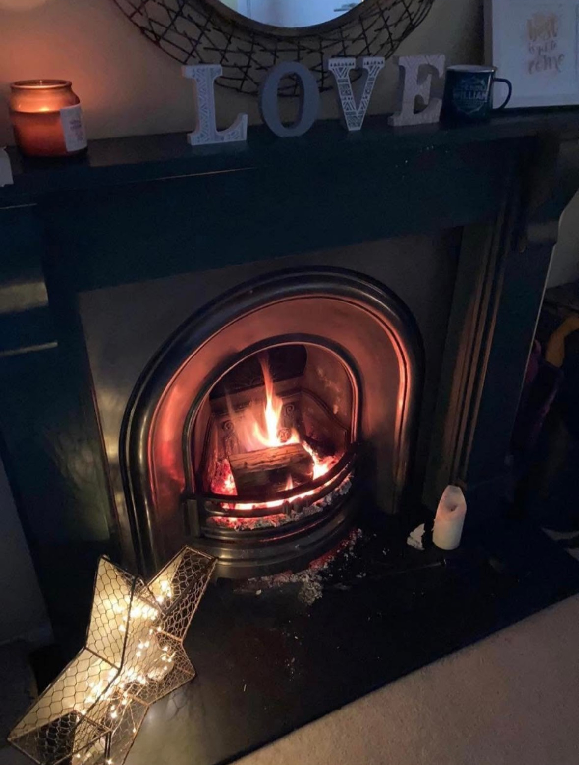 Lit stove burning cleanly after a sweep